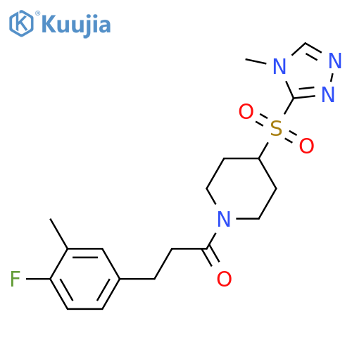 3-(4-fluoro-3-methylphenyl)-1-{4-(4-methyl-4H-1,2,4-triazol-3-yl)sulfonylpiperidin-1-yl}propan-1-one structure