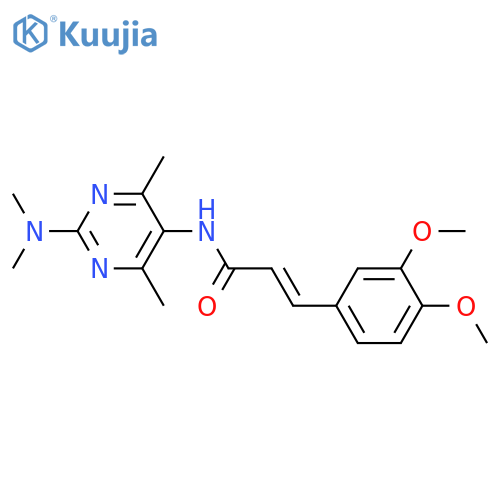 (2E)-3-(3,4-dimethoxyphenyl)-N-2-(dimethylamino)-4,6-dimethylpyrimidin-5-ylprop-2-enamide structure
