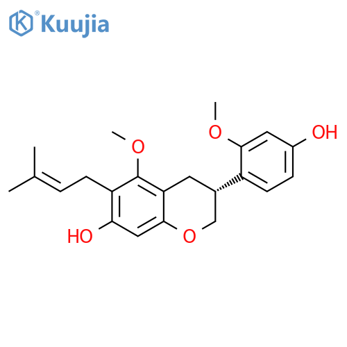 2H-1-Benzopyran-7-ol,3,4-dihydro-3-(4-hydroxy-2-methoxyphenyl)-5-methoxy-6-(3-methyl-2-buten-1-yl)-,(3R)- structure