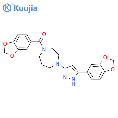 1-3-(2H-1,3-benzodioxol-5-yl)-1H-pyrazol-5-yl-4-(2H-1,3-benzodioxole-5-carbonyl)-1,4-diazepane structure