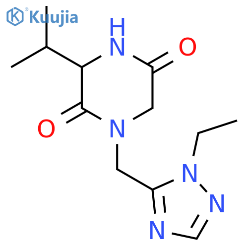 1-(1-ethyl-1H-1,2,4-triazol-5-yl)methyl-3-(propan-2-yl)piperazine-2,5-dione structure