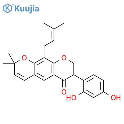 2H,6H-Benzo[1,2-b:5,4-b']dipyran-6-one,7-(2,4-dihydroxyphenyl)-7,8-dihydro-2,2-dimethyl-10-(3-methyl-2-butenyl)- (9CI) structure