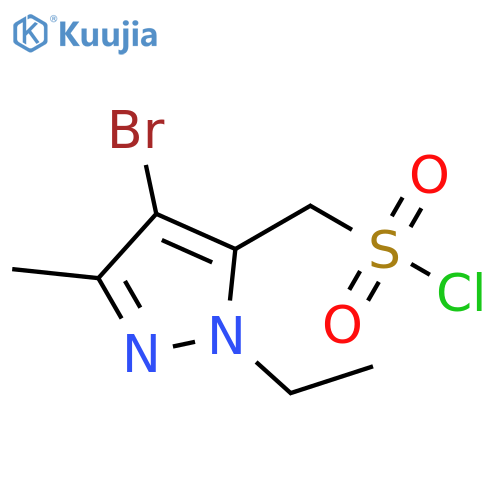 (4-bromo-1-ethyl-3-methyl-1H-pyrazol-5-yl)methanesulfonyl chloride structure