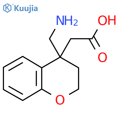 2-4-(aminomethyl)-3,4-dihydro-2H-1-benzopyran-4-ylacetic acid structure