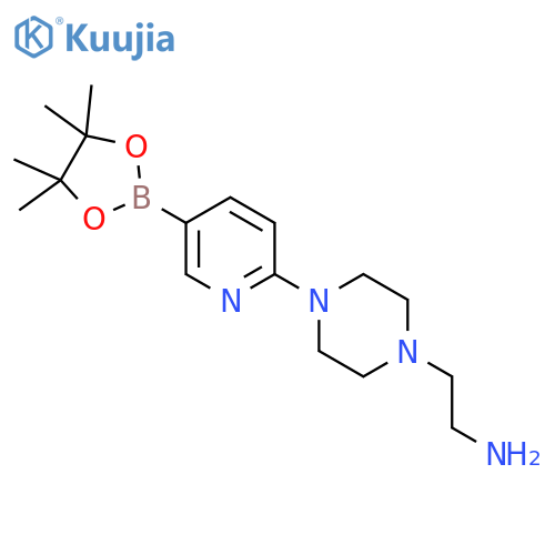 2-{4-5-(Tetramethyl-1,3,2-dioxaborolan-2-yl)pyridin-2-ylpiperazin-1-yl}ethan-1-amine structure