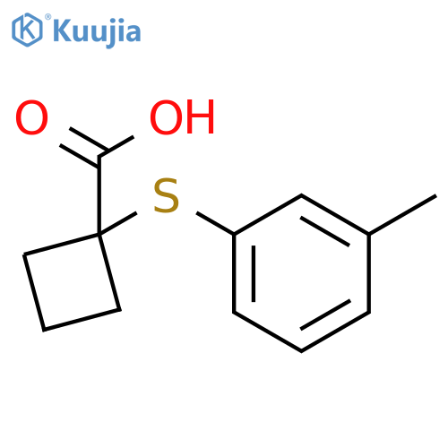 1-(3-methylphenyl)sulfanylcyclobutane-1-carboxylic acid structure