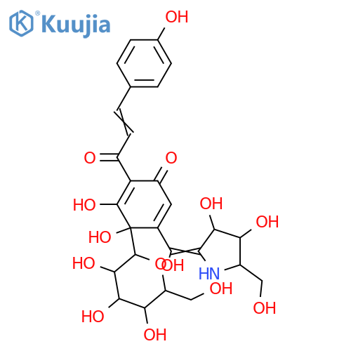 2,5-Cyclohexadien-1-one, 5-[[3,4-dihydroxy-5-(hydroxymethyl)-2-pyrrolidinylidene]hydroxymethyl]-4-β-D-glucopyranosyl-3,4-dihydroxy-2-[3-(4-hydroxyphenyl)-1-oxo-2-propen-1-yl]- structure
