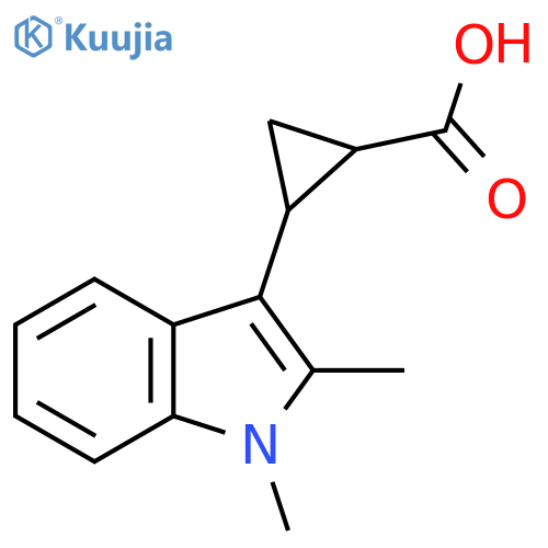 2-(1,2-dimethyl-1H-indol-3-yl)cyclopropane-1-carboxylic acid structure