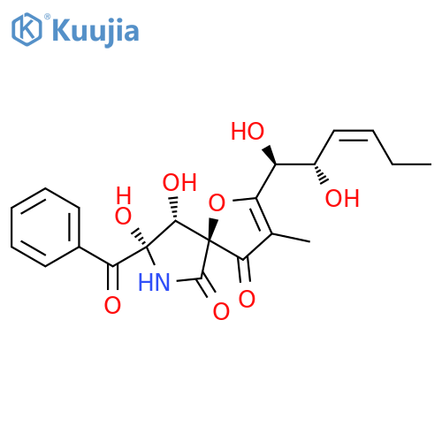 1-Oxa-7-azaspiro[4.4]non-2-ene-4,6-dione, 8-benzoyl-2-[(1S,2S,3Z)-1,2-dihydroxy-3-hexen-1-yl]-8,9-dihydroxy-3-methyl-, (5S,8S,9R)- structure