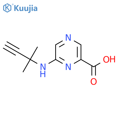 6-(2-methylbut-3-yn-2-yl)aminopyrazine-2-carboxylic acid structure