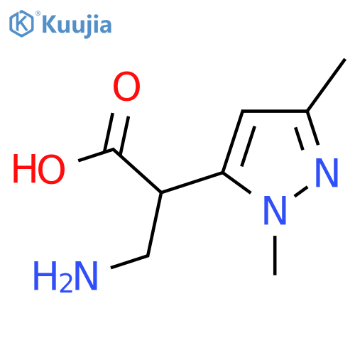 3-amino-2-(1,3-dimethyl-1H-pyrazol-5-yl)propanoic acid structure