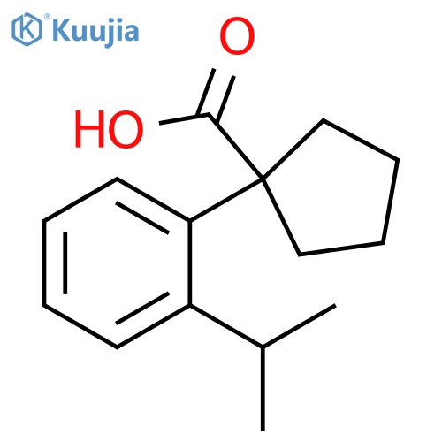 1-2-(propan-2-yl)phenylcyclopentane-1-carboxylic acid structure