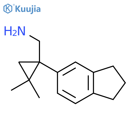 1-(2,3-dihydro-1H-inden-5-yl)-2,2-dimethylcyclopropylmethanamine structure