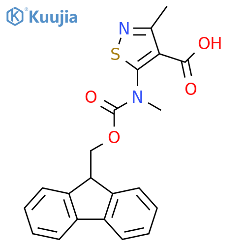 5-({(9H-fluoren-9-yl)methoxycarbonyl}(methyl)amino)-3-methyl-1,2-thiazole-4-carboxylic acid structure