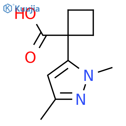 1-(1,3-dimethyl-1H-pyrazol-5-yl)cyclobutane-1-carboxylic acid structure