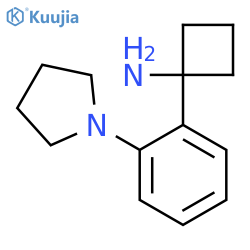 1-2-(pyrrolidin-1-yl)phenylcyclobutan-1-amine structure