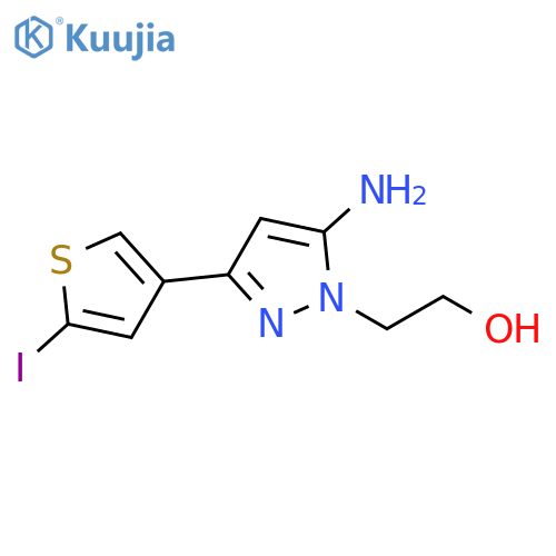 2-5-amino-3-(5-iodothiophen-3-yl)-1H-pyrazol-1-ylethan-1-ol structure