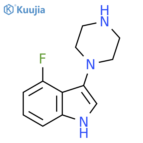 4-fluoro-3-(piperazin-1-yl)-1H-indole structure