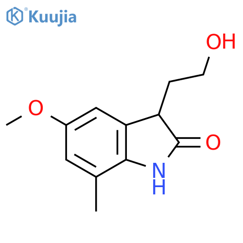 3-(2-hydroxyethyl)-5-methoxy-7-methyl-2,3-dihydro-1H-indol-2-one structure
