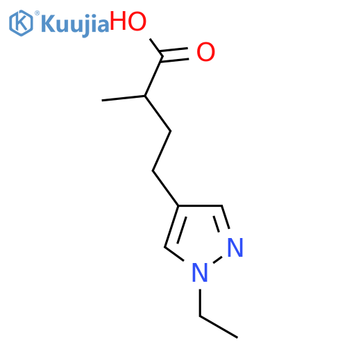 4-(1-ethyl-1H-pyrazol-4-yl)-2-methylbutanoic acid structure
