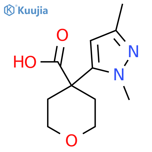 4-(1,3-dimethyl-1H-pyrazol-5-yl)oxane-4-carboxylic acid structure