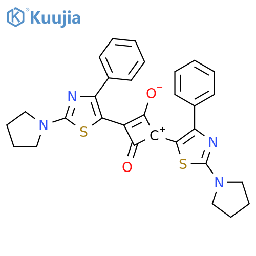 Cyclobutenediylium,1,3-dihydroxy-2,4-bis[4-phenyl-2-(1-pyrrolidinyl)-5-thiazolyl]-, bis(innersalt) (9CI) structure