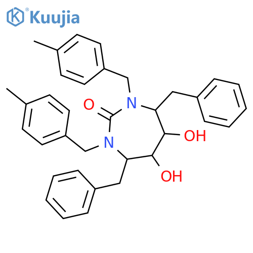 2H-1,3-Diazepin-2-one,hexahydro-5,6-dihydroxy-1,3-bis[(4-methylphenyl)methyl]-4,7-bis(phenylmethyl)-,(4R,5S,6S,7R)- structure