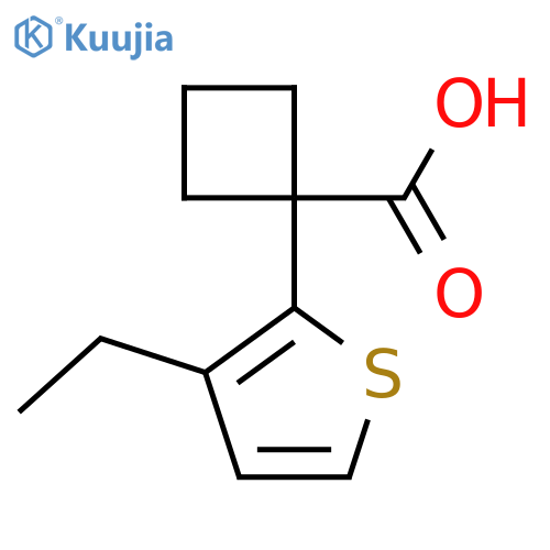 1-(3-ethylthiophen-2-yl)cyclobutane-1-carboxylic acid structure