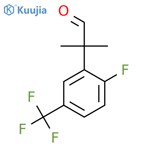 2-2-fluoro-5-(trifluoromethyl)phenyl-2-methylpropanal structure
