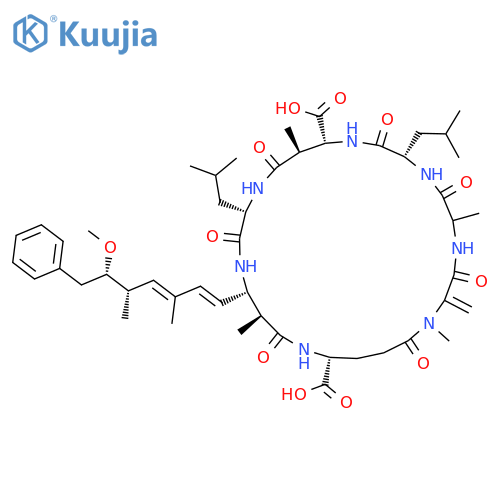Cyclo[2,3-didehydro-N-methylalanyl-D-alanyl-L-leucyl-(3S)-3-methyl-D-b-aspartyl-L-leucyl-(2S,3S,4E,6E,8S,9S)-3-amino-9-methoxy-2,6,8-trimethyl-10-phenyl-4,6-decadienoyl-D-g-glutamyl] structure