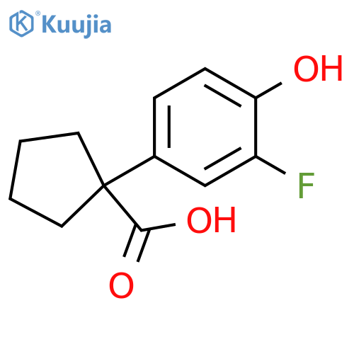 1-(3-fluoro-4-hydroxyphenyl)cyclopentane-1-carboxylic acid structure