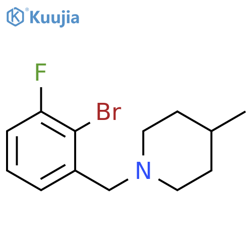 1-[(2-Bromo-3-fluorophenyl)methyl]-4-methylpiperidine structure