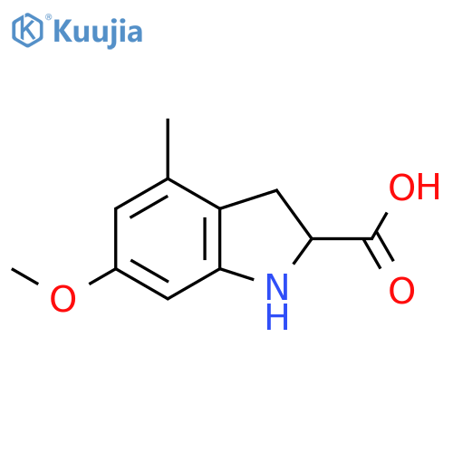 6-methoxy-4-methyl-2,3-dihydro-1H-indole-2-carboxylic acid structure