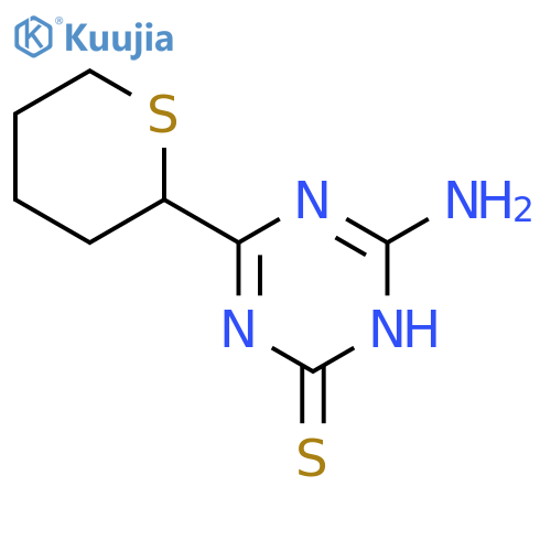 1,3,5-Triazine-2(1H)-thione, 6-amino-4-(tetrahydro-2H-thiopyran-2-yl)- structure