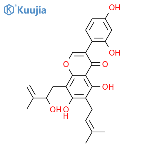4H-1-Benzopyran-4-one,3-(2,4-dihydroxyphenyl)-5,7-dihydroxy-8-(2-hydroxy-3-methyl-3-buten-1-yl)-6-(3-methyl-2-buten-1-yl)- structure