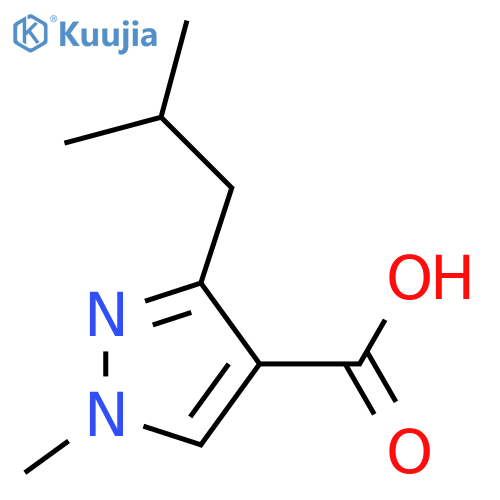 1-methyl-3-(2-methylpropyl)-1H-pyrazole-4-carboxylic acid structure