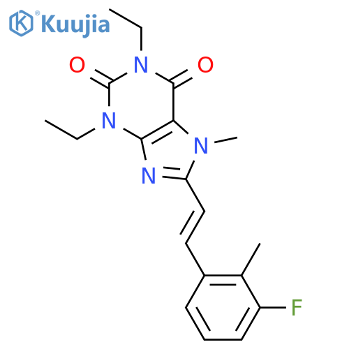 1H-Purine-2,6-dione,1,3-diethyl-8-[2-(3-fluoro-2-methylphenyl)ethenyl]-3,7-dihydro-7-methyl-, (E)-(9CI) structure