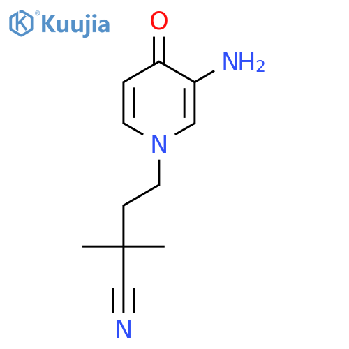4-(3-amino-4-oxo-1,4-dihydropyridin-1-yl)-2,2-dimethylbutanenitrile structure