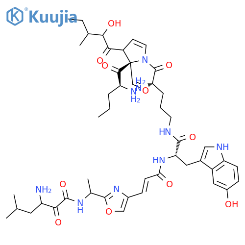 L-Proline,2-hydroxy-3-methylpentanoyl-L-norvalyl-N5-[N-[3-[2-[1-[(3-amino-5-methyl-1,2-dioxohexyl)amino]ethyl]-4-oxazolyl]-1-oxo-2-propenyl]-5-hydroxy-L-tryptophyl]-L-ornithyl-,cyclic (4&reg;3)-peptide (9CI) structure
