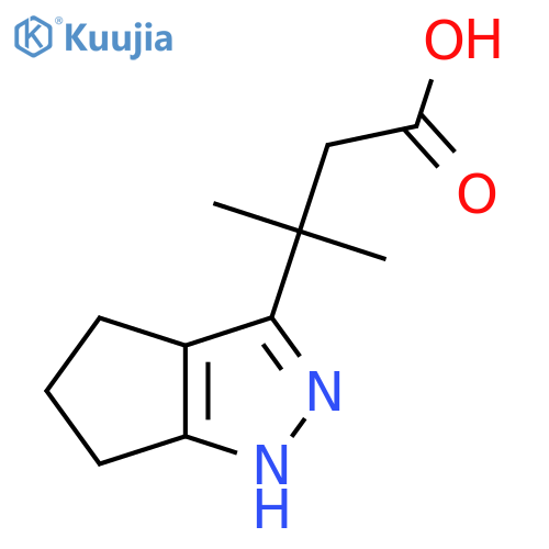3-{1H,4H,5H,6H-cyclopentacpyrazol-3-yl}-3-methylbutanoic acid structure