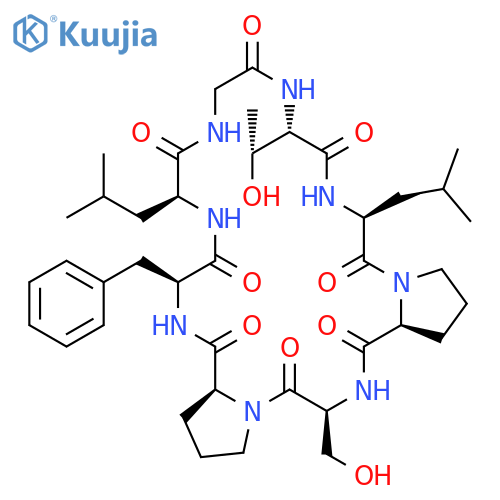 (3S,6S,12S,15S,21S,24S,27S)-24-Benzyl-15-[(1R)-1-hydroxyethyl]-3-(hydroxymethyl)-12,21-bis(2-methylpropyl)-1,4,10,13,16,19,22,25-octazatricyclo[25.3.0.06,10]triacontane-2,5,11,14,17,20,23,26-octone structure