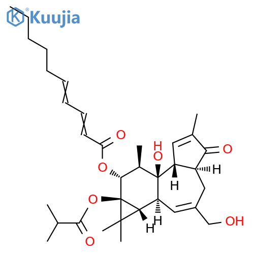 2,4-Decadienoic acid,(1aR,1bS,4aS,7aR,7bR,8R,9R,9aS)-1a,1b,4,4a,5,7a,7b,8,9,9a-decahydro-7b-hydroxy-3-(hydroxymethyl)-1,1,6,8-tetramethyl-9a-(2-methyl-1-oxopropoxy)-5-oxo-1H-cyclopropa[3,4]benz[1,2-e]azulen-9-ylester (9CI) structure