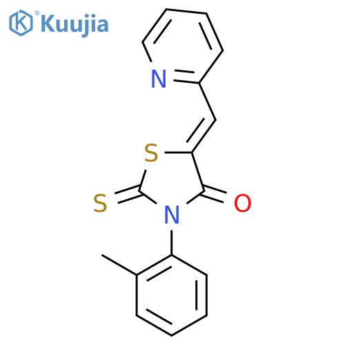 (5Z)-3-(2-methylphenyl)-5-(pyridin-2-yl)methylidene-2-sulfanylidene-1,3-thiazolidin-4-one structure