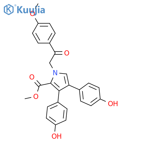 1H-Pyrrole-2-carboxylicacid, 3,4-bis(4-hydroxyphenyl)-1-[2-(4-methoxyphenyl)-2-oxoethyl]-, methylester structure