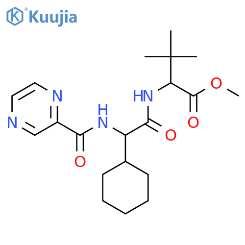 methyl (2S)-2-[[(2R)-2-cyclohexyl-2-(pyrazine-2-carbonylamino)acetyl]amino]-3,3-dimethyl-butanoate structure