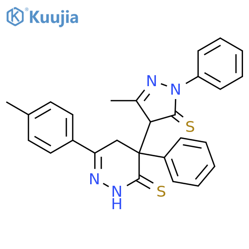 3(2H)-Pyridazinethione,4-(4,5-dihydro-3-methyl-1-phenyl-5-thioxo-1H-pyrazol-4-yl)-4,5-dihydro-6-(4-methylphenyl)-4-phenyl- structure