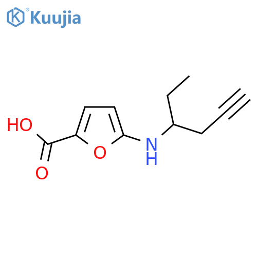5-(hex-5-yn-3-yl)aminofuran-2-carboxylic acid structure