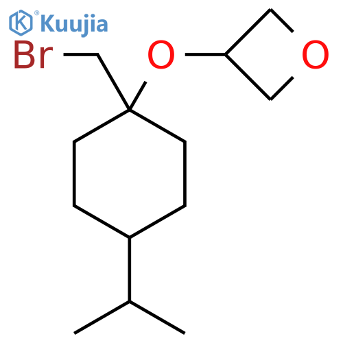 3-{1-(bromomethyl)-4-(propan-2-yl)cyclohexyloxy}oxetane structure