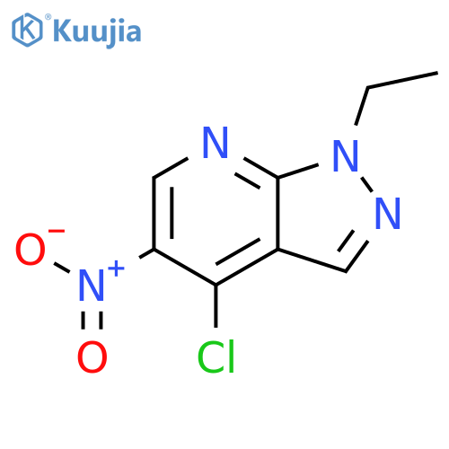 1H-Pyrazolo[3,4-b]pyridine, 4-chloro-1-ethyl-5-nitro- structure