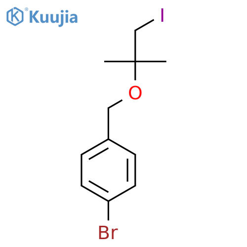 1-bromo-4-{(1-iodo-2-methylpropan-2-yl)oxymethyl}benzene structure